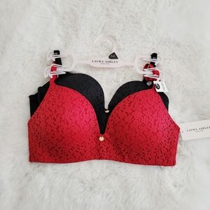 LAURA ASHLEY 2-PACK WIRE-FREE COMFORT BRA SIZE 34C
